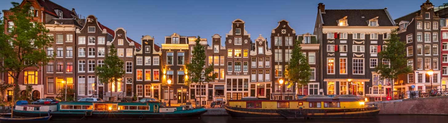 Houses along a canal in Amsterdam