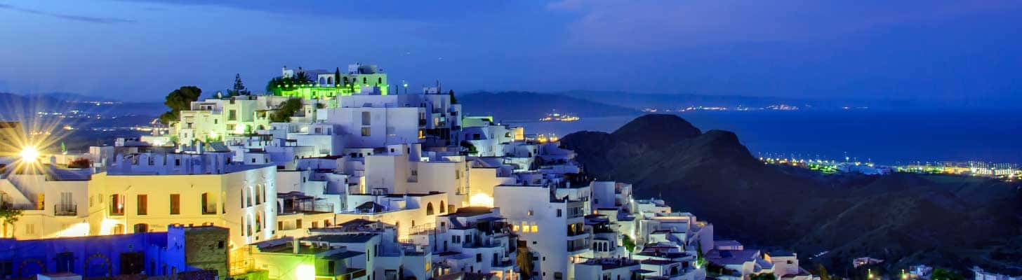 View of the town of Mojacar in Costa de Almeria towards the sea