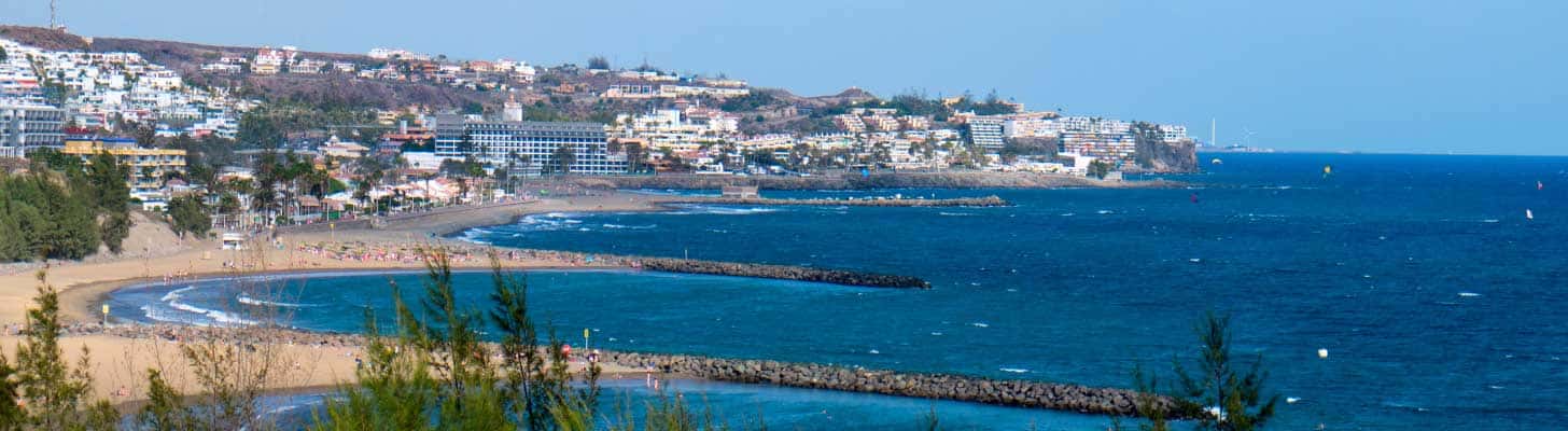 View down the coast to San Agustin in Gran Canaria
