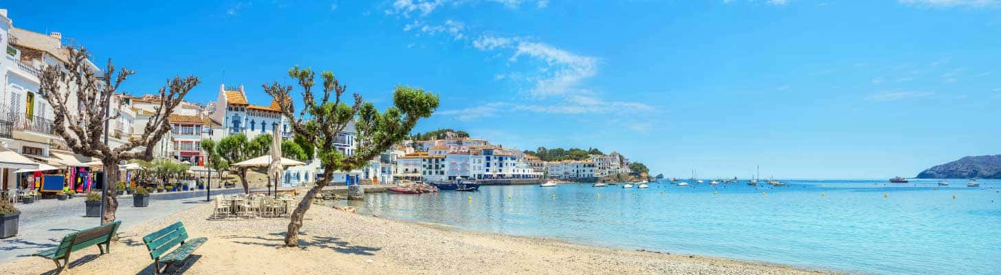 Sandy beach in Cadaques in the Costa Brava, Spain