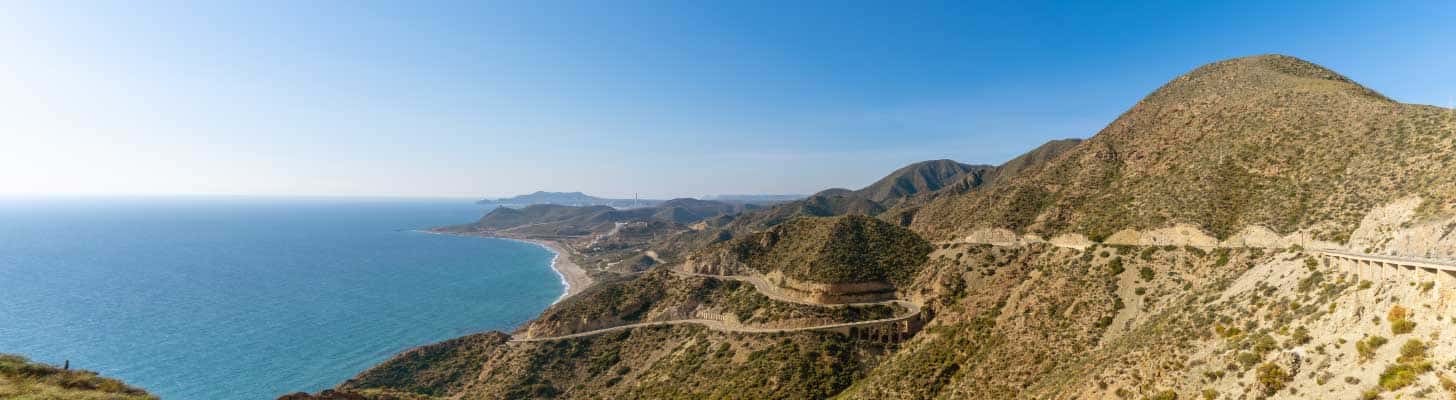 Winding road round the coastline of the Costa de Almeria, Spain