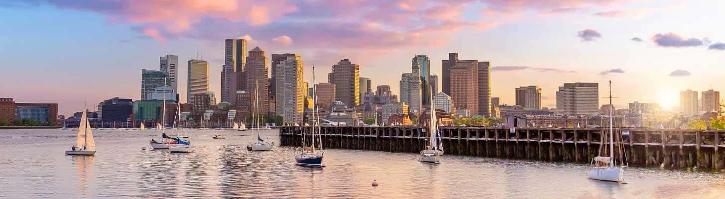 Skyline of Boston at sunset