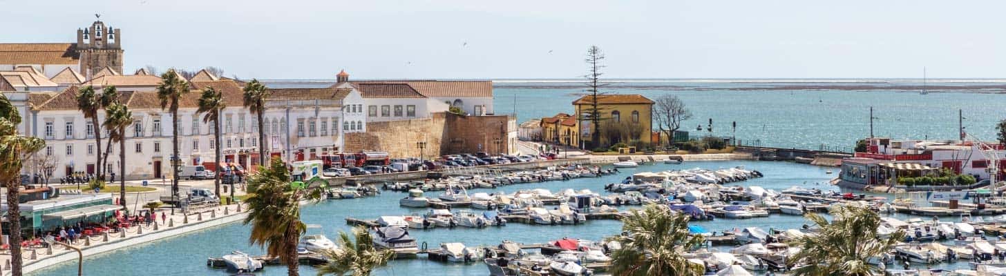 Boats in the marina at Faro , Portugal