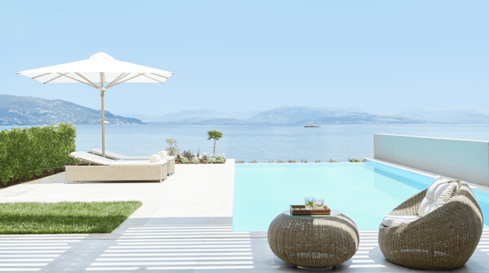 Private Pool overlooking the ocean in the Ikos Dassia