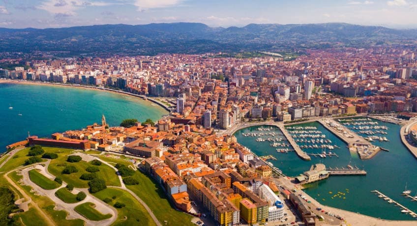 Aerial view of Gijon in Spain
