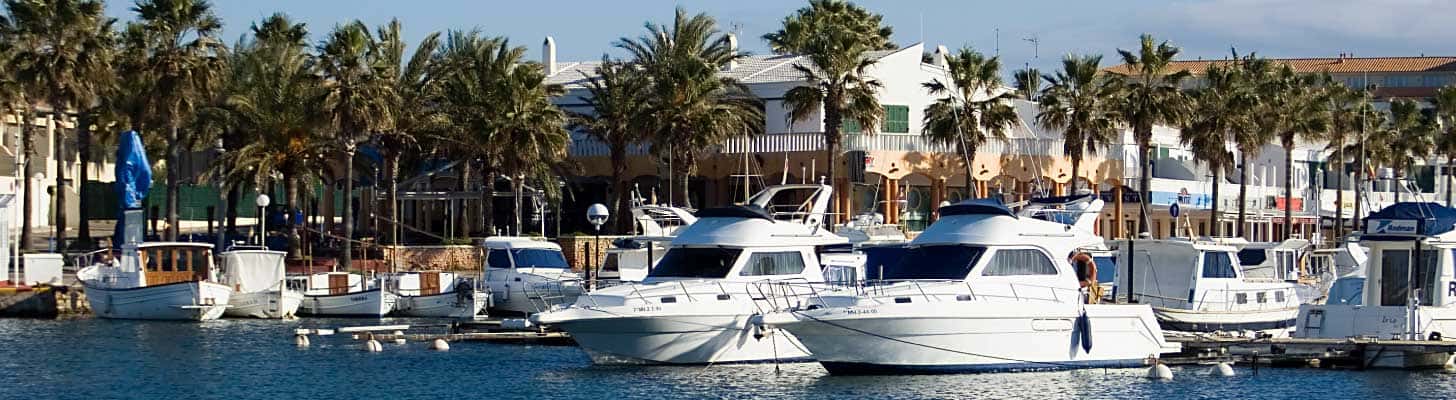 Boats moored at Cala'n Bosch, Menorca