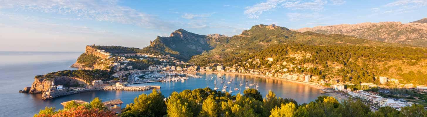 Panoramic view of Port Soller in Majorca