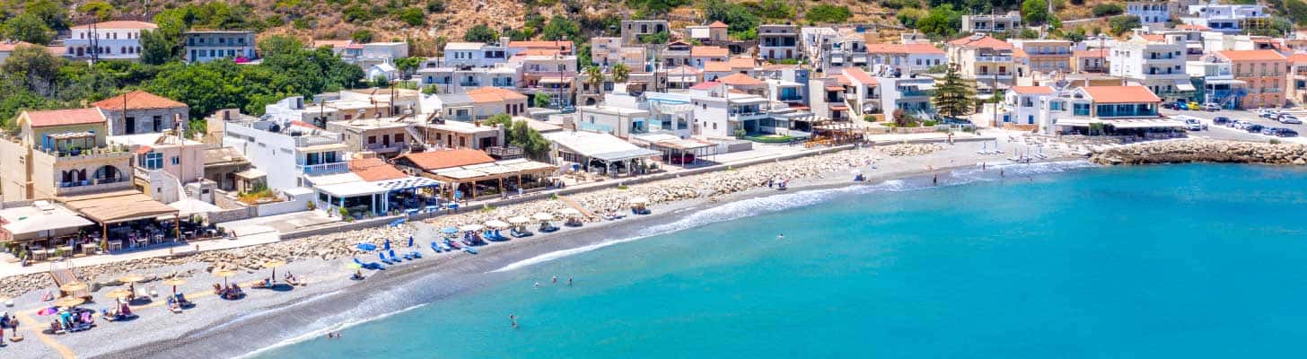 Restaurants along the shoreline in Kolymbari in Crete