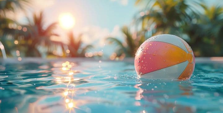 Beach ball in a swimming pool