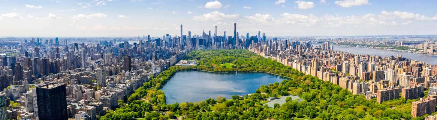 Aerial view of New York city & central park