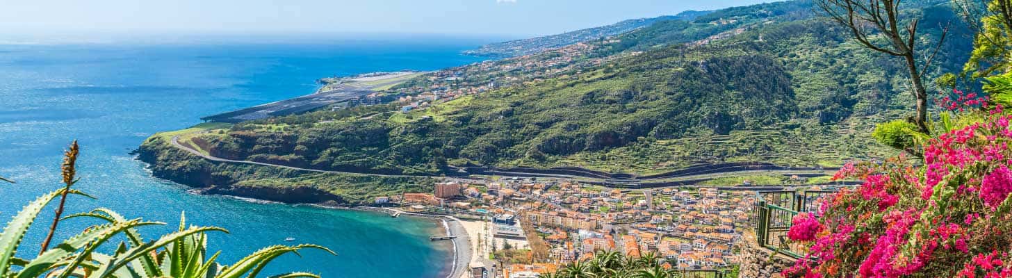 Panoramic view of Machico Bay in Madeira