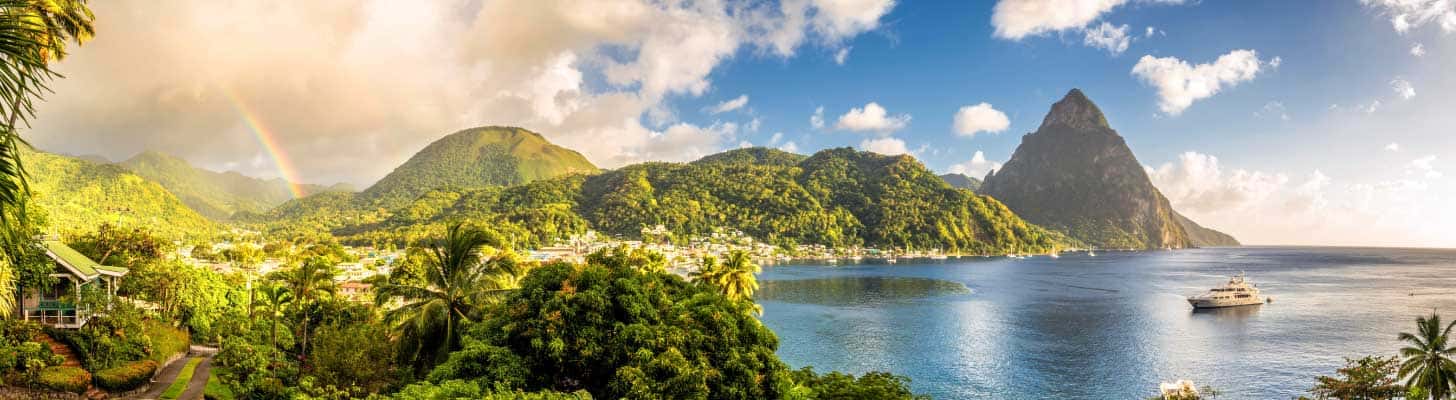 View over the Pitons in St Lucia