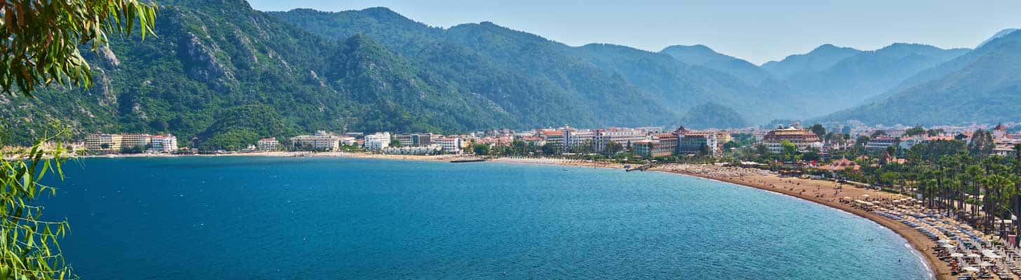 Panoramic view of the beach at Icmeler, Dalaman