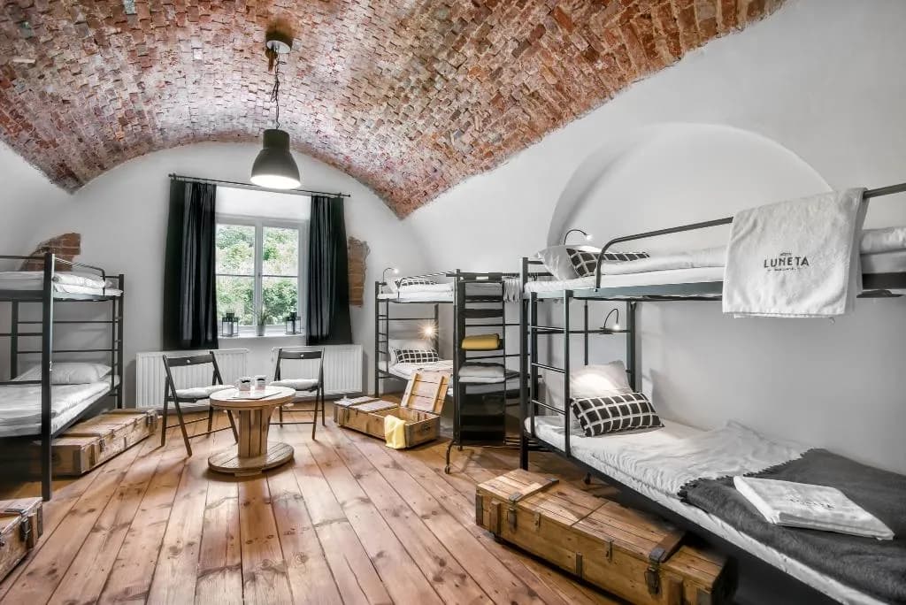 Bed in dormitory CAPACITY 8 WITH SHARED BATHROOM Room, Luneta Warszawska Hostel, Krakow