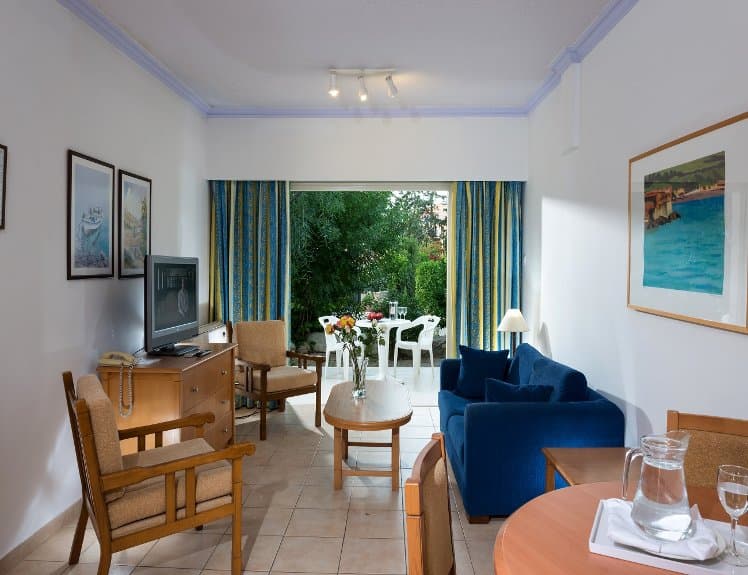 2 bedroom apartment living room, Paphos Gardens Holiday Resort Apartments, Cyprus